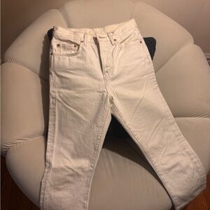 WARDROBE.NYC White Straight Leg Women's Jeans